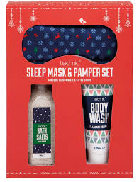 Sleep mask & pamper set by technic with Christmas print